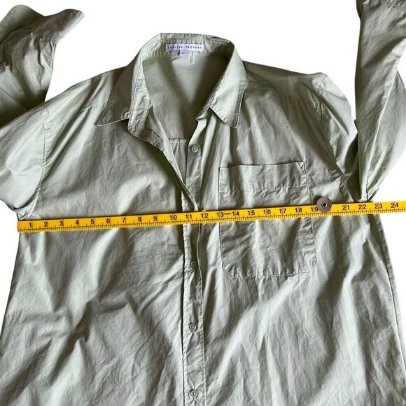 English Factory Shirt Dress Large Light Green Long Sleeve Button Down Minimalist - Picture 8 of 10